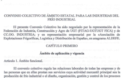 ACUERDO DEFINITIVO DE LA COMISIÓN MIXTA DEL CONVENIO COLECTIVO SECTORIAL PARA LAS EMPRESAS DEL FRÍO INDUSTRIAL