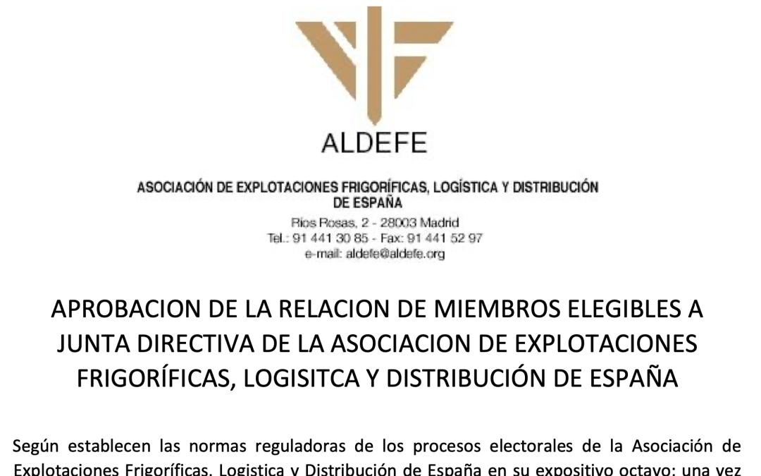 PROCLAMACION CANDITADOS A JUNTA DIRECTIVA DE ALDEFE – 2022 – 2026