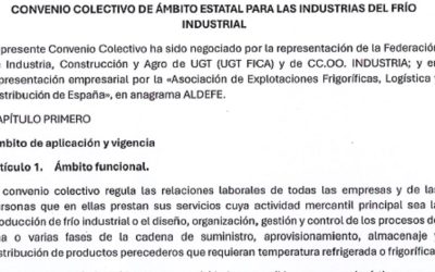 PUBLICACIÓN CONVENIO COLECTIVO DE ÁMBITO ESTATAL PARA LAS INDUSTRIAS DEL FRÍO INDUSTRIAL. 2024-2025-2026